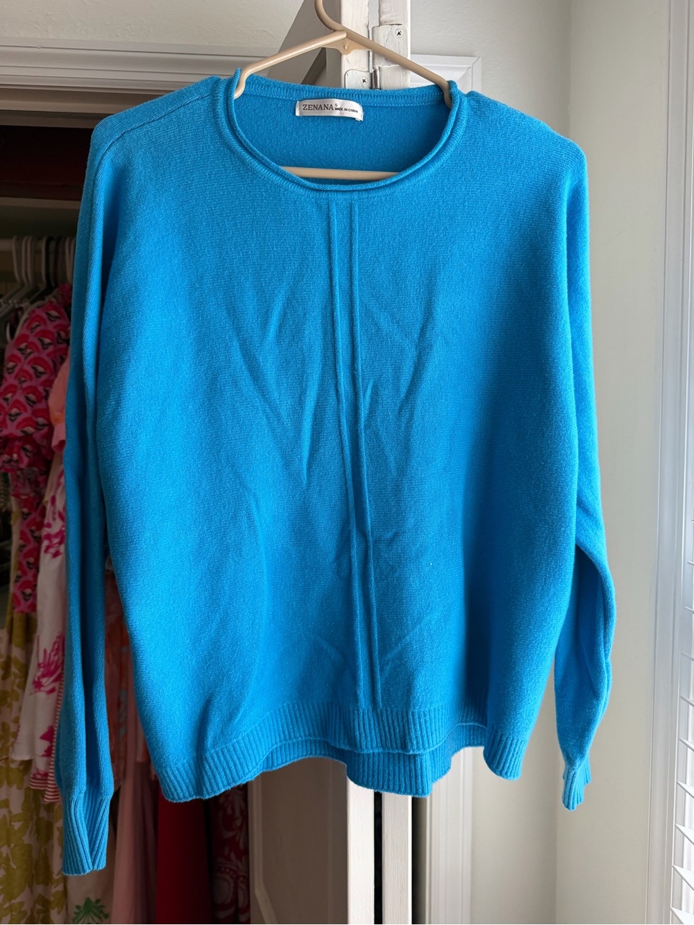 Zenana Outfitters Bright Blue Scoop Neck Sweater